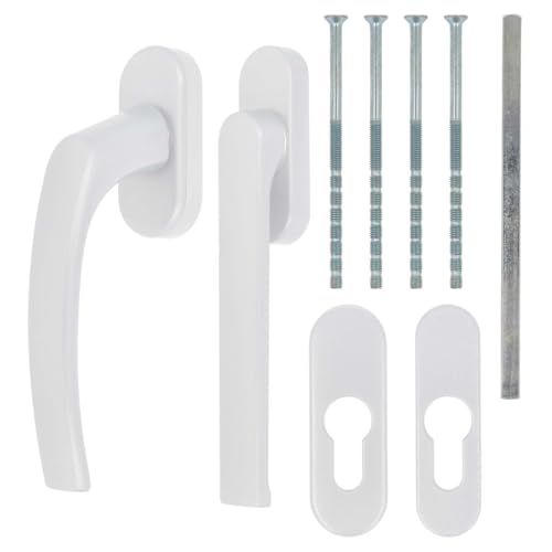 Alu Terrassentürgriff Balcony mit Flachgriff, Farbe:Weiß RAL 9016