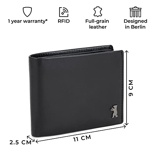 Berliner Bags Premium Leather Men’s Wallet, Billfold With Coin Pocket For Men (With Id Flap, Black) #TOP1