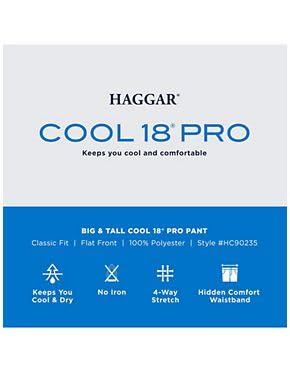 Image of Haggar Men's Cool 18 Pro Classic Fit Flat Front Casual Stretch Performance Golf Pant - Regular and Big & Tall