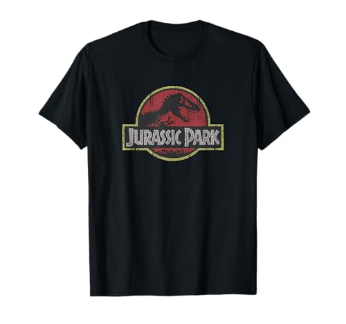 Jurassic Park Classic Retro Red Distressed Logo T-Shirt