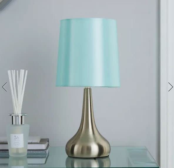 RA-HOMESTORE® New Rimini Touch Dimmable Lamp with Faux Silk Lampshade Bedside Sideboard Desk Table Lamp (Duck Egg)