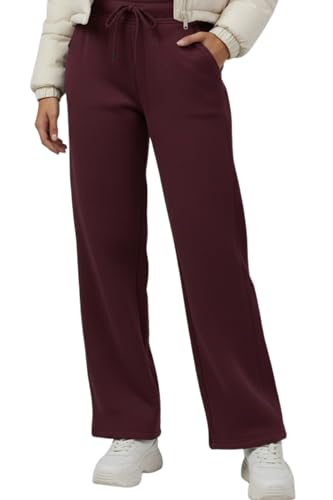 Image of CUPID Women Winter Wear Warm Fluffy Fleece Track Pants,Straight Fit Cozy Cotton Lowers with Drawstring n Pockets,Lounge,Gym,Jogging,Travel