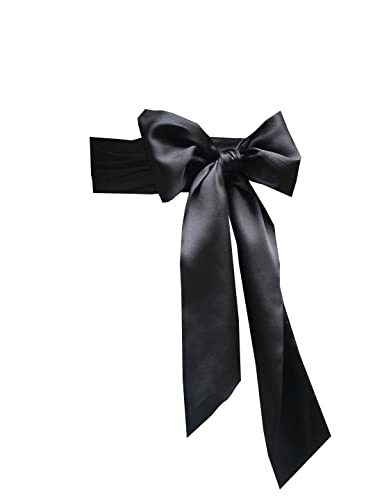 AIMECHA Special Occasion Dress Sash Wedding Sash Bridal Belts 4'' Wide Double Side (Black)