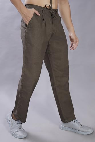 Image of DIVISIVE Men's Relaxed Fit Front Pleated Cotton Linen Blend Trousers