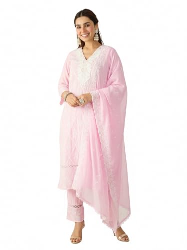 Image of INDO ERA Women Pure Cotton Kurta Set with Dupatta | Festive Suit Set, 10790