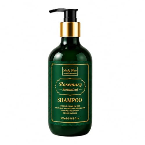 BABY HAIR Botanical Shampoo | Sulfate-Free Scalp Care with Rosemary, Tea Tree Oil &amp; Hyaluronic Acid | Moisturizing Formula for Dry, Damaged &amp; Color-Treated Hair | 16.9 fl oz