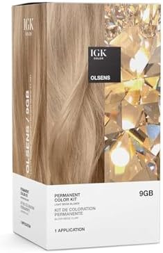 IGK Permanent Hair Dye Color Kit | 9GB Olsens - Light Beige Blonde | 100% Gray Color Coverage + Strengthen + Shine | Ammonia Free