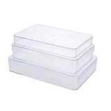 Cabilock 3 Stücke Box Kunststoff Box Boxen Mit Deckel Klar Küche Fall Make Up Lagerung Kunststoff Snack Halter Transparent