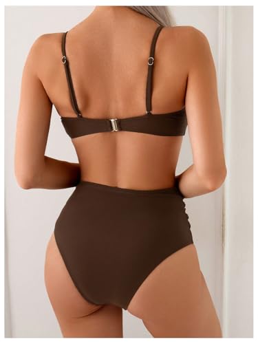 MakeMeChic Women's High Waisted Bikini Sets Metal Shell Swimsuit Bathing Suit Swimwear2