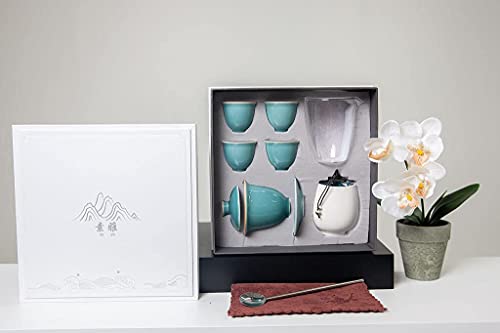 Chinese Tea Set Traditional - Japanese Tea Set, Gongfu With Mini Teapot And Glass Tea Pitcher, 10 Piece Handmade Set With Chinese Tea Cups For Adults With Loose Leaf Tea Holder And 4 Tasting Teacups #TOP2