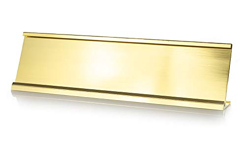 2" x 8" Aluminum Office Desk Nameplate Sign Holder (Gold) 1 Pack