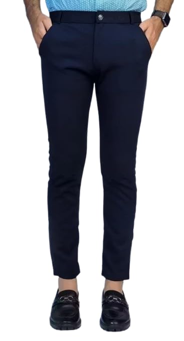 royoma Men’s Solid Color Pants | Regular Fit Multipurpose Trousers N.Blue-1-picture-45