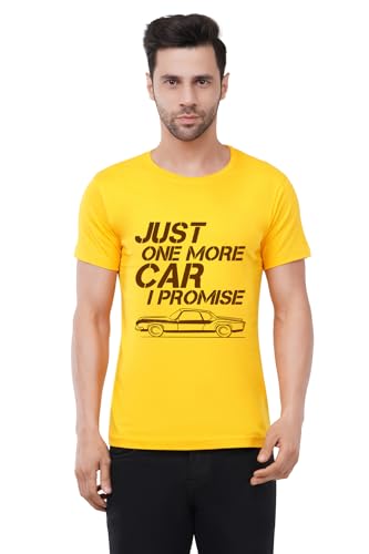 Image of Caseria Men's Cotton Printed T-Shirt -Just One More Car | 100% Cotton | Half Sleeves | Regular Fit | Printed | Round Neck | Graphic T Shirt