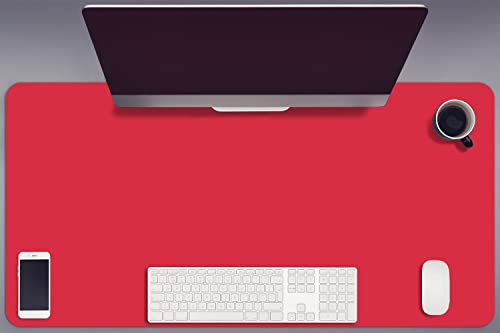 Sous-main bureau rouge vinyle 100x50cm imperméable et antidérapant pour grand confort gaming