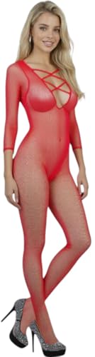 Image of ToBeInStyle Women's Long Sleeve Bodystocking Bodysuit Lingerie Regular & Plus Sizes