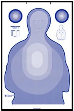 Federal US Air Marshal Service Transitional Cardboard Target Cardboard Modified LTR-II Target with Neck line, Head Scoring Zone and Bull's-Eyes Six Tones of Blue 24. 5" x 38"