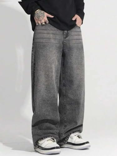 Image of KOTTY Baggy-Fit Denim: Men Zip Fly Washed Cotton Spandex Lightweight Durable Everyday Streetwear Baggy Fit Jeans