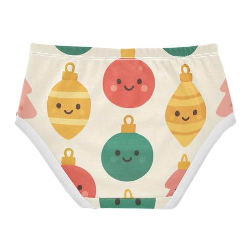 Breathable Girls' Panties Comfort Color for Kids Christmas Ornaments Pattern in Sizes 2T,3T, 4T, 5T, 6Y and 8Y2