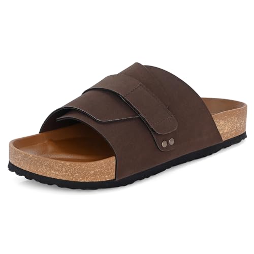 Image of Centrino Mens Cushion Sliders /Slippers| | Open Toe Design |Berkin-Style Slip-On Sandals | Lightweight & Comfortable | Arch Support | On-Grip Sole | Casual Outdoor Wear (6865)