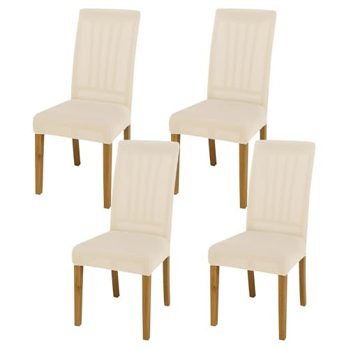 SUKAIKEQA élastique, Housse de Chaise Haute, Housse de Chaise de Bureau (Lot de 4/6/8 pièces avec Dossier) pour Le Salon, la Cuisine, la fête et l'hôtel. (4, Beige)
