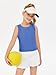 Haloumoning Girls Athletic Tank Tops Kids Sleeveless Crop Tops Mesh Back Workout Cute Sports Shirts 5-14 Years Royal Blue