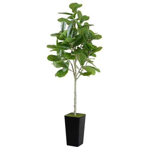 ProDeco Artificial Fiddle Leaf Fig Plant 6ft - Realistic Tall Fake Plants for Office, Home, Living Room, Bedroom Decor, Indoor, Outdoor - Green Large Faux Floor Trees with Planter