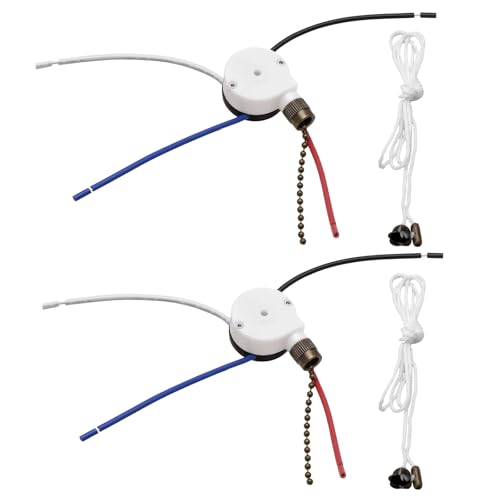 Be In Your Mind 2pcs Interruttore Per Ventilatore Da Soffitto 3 Velocità 4 Fili Con Filo Cotone ZE-208S E89885 Interruttore A Catena Interruttore Luce Ventilatore 47x31x18,5 Mm