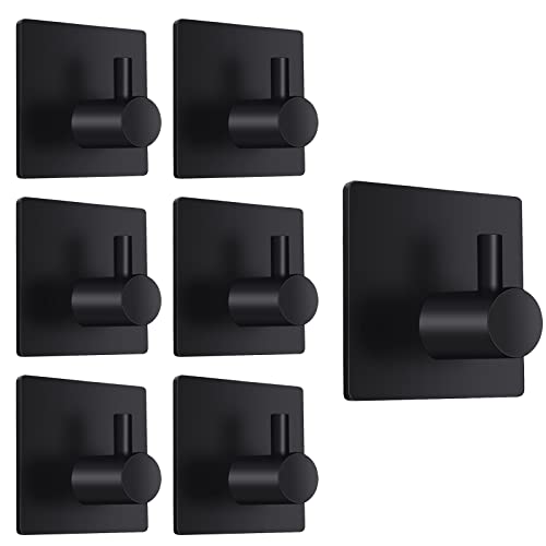 UCHUANG Wall Hooks Heavy Duty Self Adhesive 304 Stainless Steel Traceless NO Nails-Anti-Rust Waterproof Hook for Bathroom, Kitchen, Hanging, Coat Robe, Towel, Key - Silver (7 Pack)