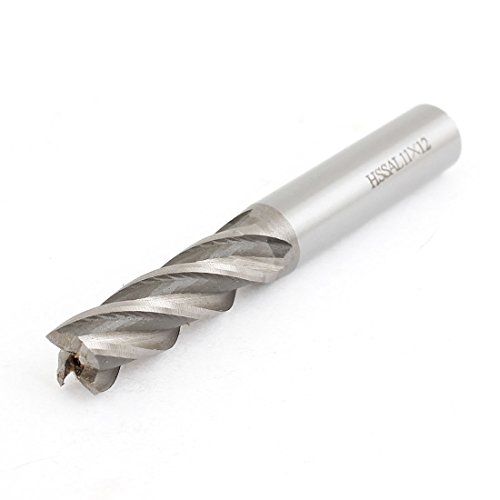 Image of uxcell 12mmx11mmx35mmx85mm Machining Cutting Tool Helical Groove 4 Flute Straight Shank Milling Cutter End Mill