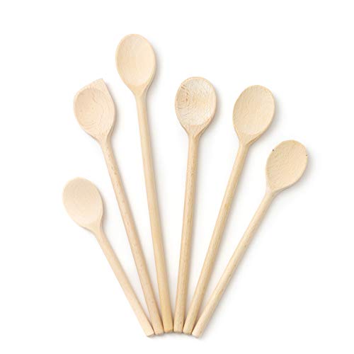 Tuuli Kitchen 6 Piece Wooden Cooking Spoons Kitchen Utensil Set (6x Cooking Spoon 18cm-35cm lenght)
