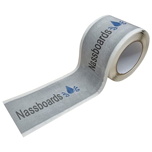 Nassboards Waterproof Tanking Tape - Aqua Elastic Self Adhesive Butyl Joining Permanent Strong Sealing Tape for Waterproofing Bathrooms, Shower Wet Rooms, Use Outdoors Indoors Preventing Leaks (20m)
