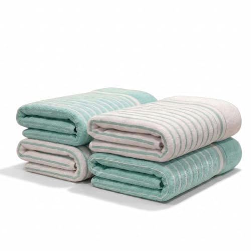 Image of Athom Living Premium Hand Towels- Cotton, 400 GSM, Ultra Soft, Quick Dry, Highly Absorbent | for Hand, Kitchen and Gym | 60 * 40 cm, Pack of 4 (Sea Grey and White)