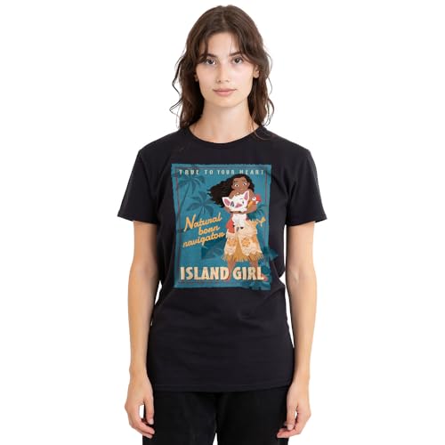 T-shirt Moana pour femme en noir, haut à manches courtes Disney