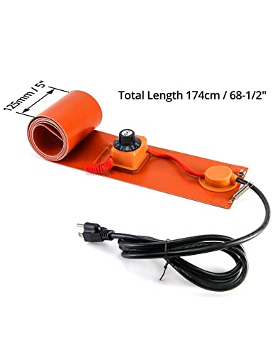 Qwork Drum Heater Barrel Band For 55 Gallon Metal Oil Drum, 1200 Watt 120 Volt Grease Keg Heater, Temperature Adjustment Insulated Band Heater Pail Heater With Thermostat #TOP5