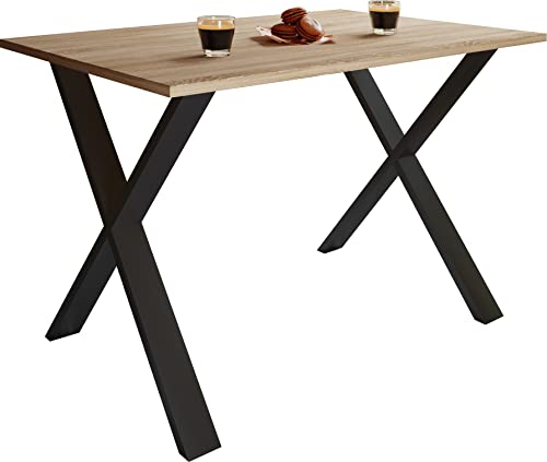 VCM Mesa de comedor de madera premium Xona X Negro
