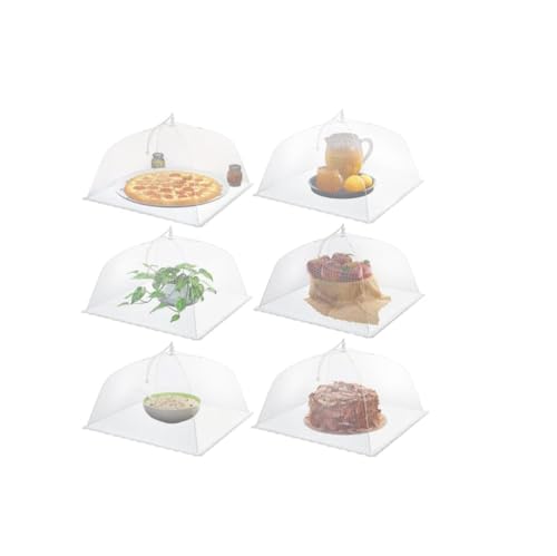 Image of 17-Inch Pop-Up Mesh Food Covers (Pack of 6) - Collapsible Reusable Umbrella Tents for Outdoor Food Protection, Picnic, BBQ, Fruits & Kitchen Use