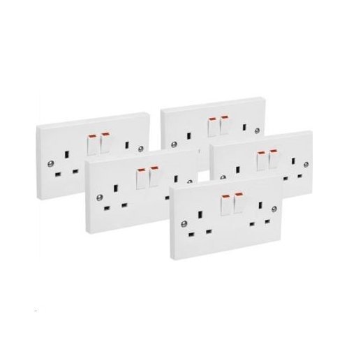 5 White Switched Twin Electric Electrical Double Socket Buy Online in