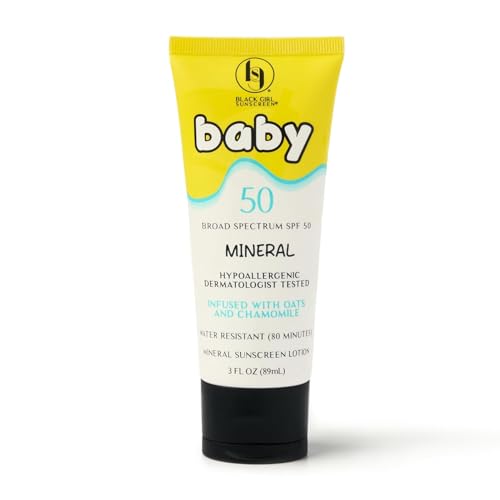 Image of Black Girl Sunscreen Baby SPF 50 Lotion for Face & Body - Mineral Sunscreen for Kids & Babies, Baby Sunblock, Water Resistant for 80 Minutes, No White Cast for Melanin Rich Skin - 3 fl oz
