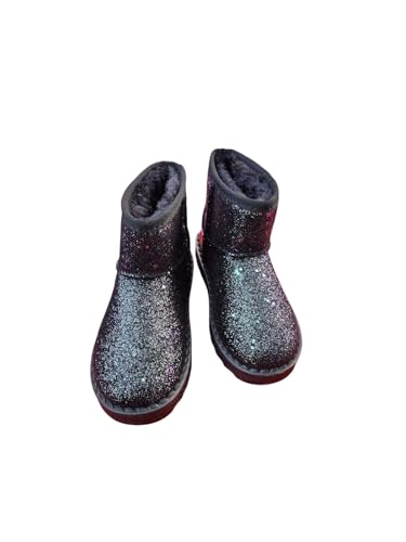 Kids Glittery Pink & Black Faux Fur Lined Mini Boots (Black, US Footwear Size System, Toddler, Numeric, Narrow, 9)2