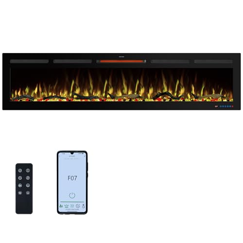 74 WiFi Electric Fireplace with Remote & App Control