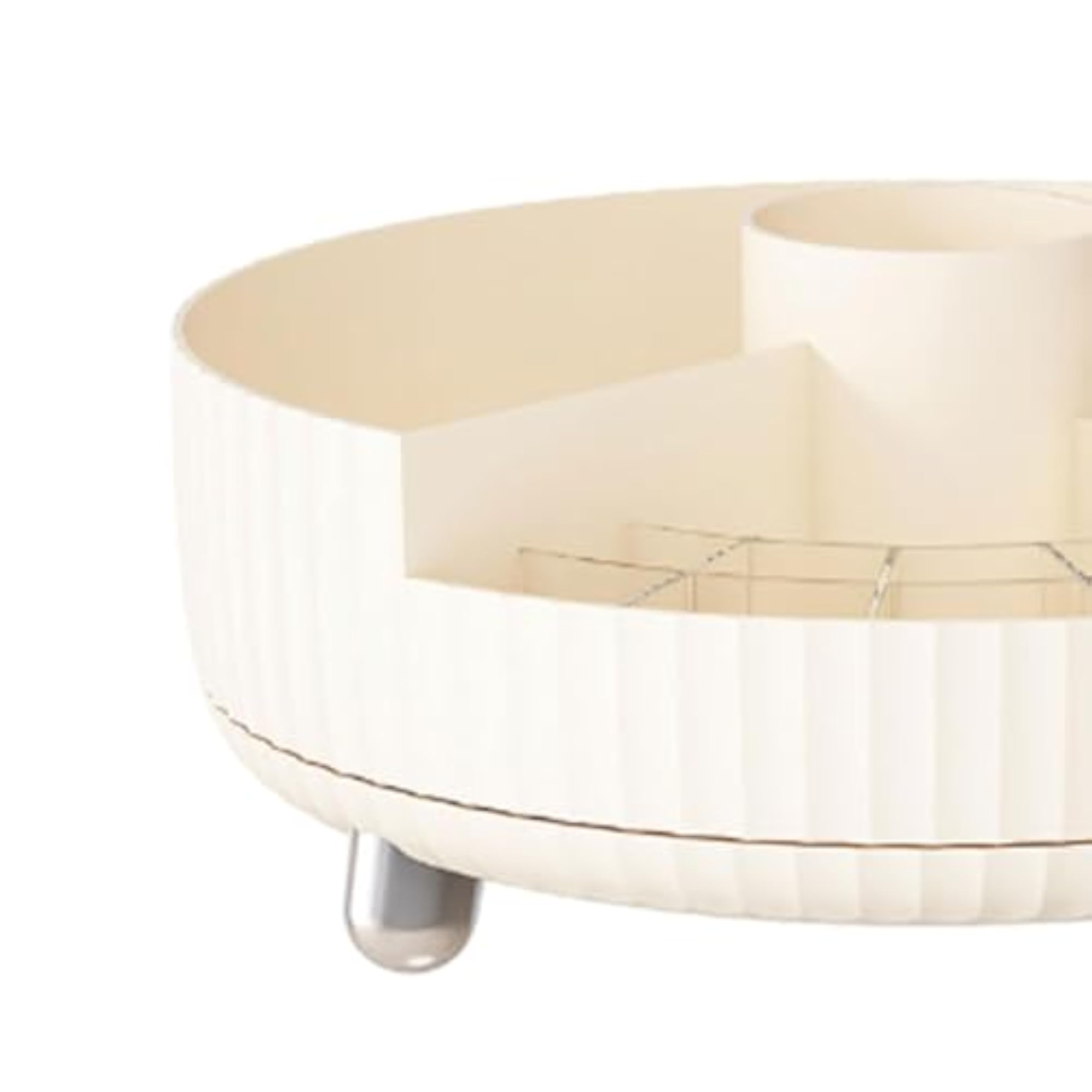 Cosmetic Organizer Display Case for Vanity, Cream White