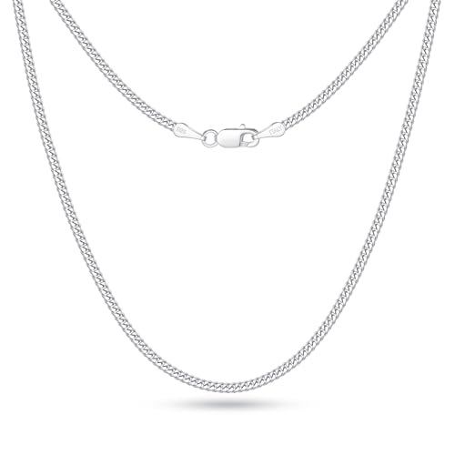 Hadoken 925 Sterling Silver Clasp 3/5/6MM Cuban Link Chain Necklace for Men Women Diamond Cut 16/18/20/22/24/26/28/30 Inches