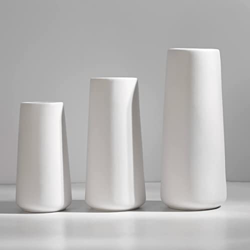 Ceramic Vases - Nordic Minimalism Style Decoration, Elegant Vase For Mantel, Table, Living Room Decoration, White Modern Geometric Decorative Flowers Vases For Home Decor #TOP5