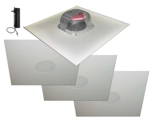 OWI Audio 2X2VG-HDTR64 Drop Ceiling Speakers on a 2X2 Tile and Backcan Assembly, 4 Speaker Package, Includes (4) 2x2 Vinyl Grill Ceiling Speaker with HD Amp and (1) 25/70/100V Transformer