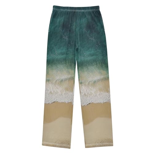Boys' Pants Beach Waves Translucent Long Bottoms Jogger Pants Elastic Waist Trousers with Pockets S-XL
