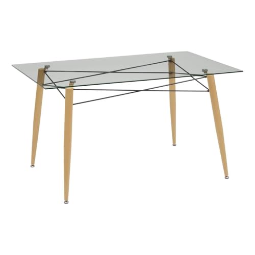 PEGANE Table à Diner Table à Manger 6 Places en Verre trempé rectangulaire - Longueur 140 x Largeur 80 x Hauteur 77 cm