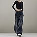 YELLOOP Y2k Baggy Jeans for Women Wide Leg Pants Fall Fashion 2023 (Dark, XXL, XX-Large)
