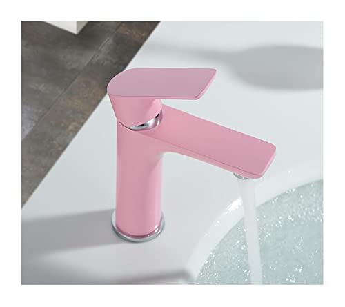 Grifo rosa para lavabo fabricado en latón monomando agua fría y caliente