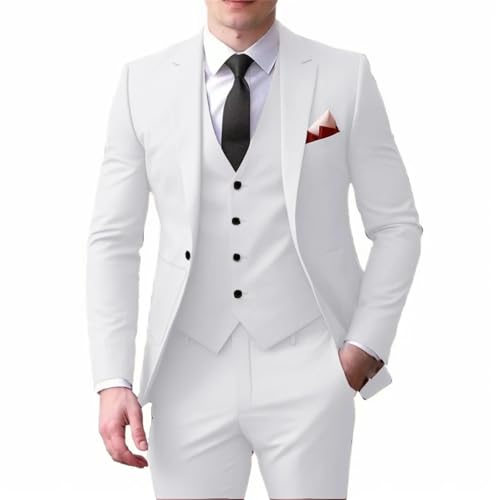 Men's Tuxedo Blazer Jacket Notched Lapel Slim 3 Pieces Suit Blazer Vest Pant Set for Dinners Wedding2
