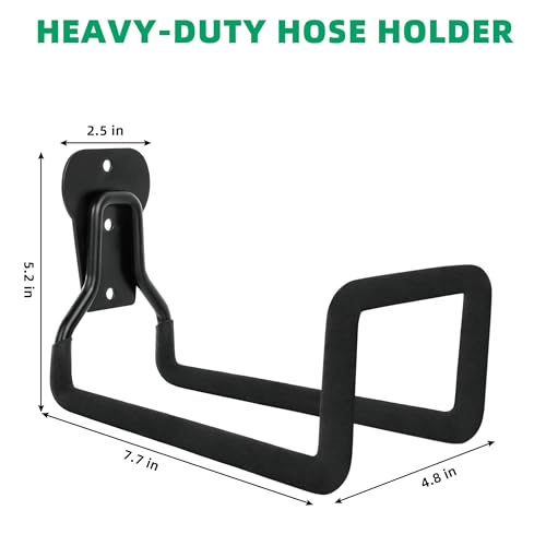 Image of Heavy Duty Garden Hose Holder, Wall Mount Metal Hanger for Outside Yard